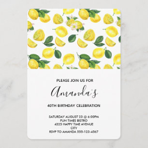Invitation Motif d'aquarelle aux citrons jaunes