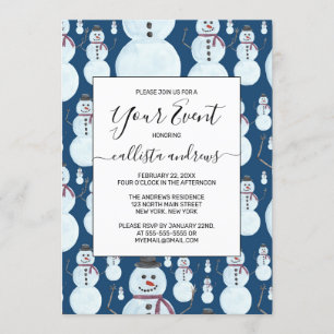Invitation Motif d'aquarelle bleu moelleux