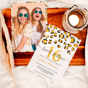 Invitation Motif d'aquarelle de léopard sauvage moderne Sweet