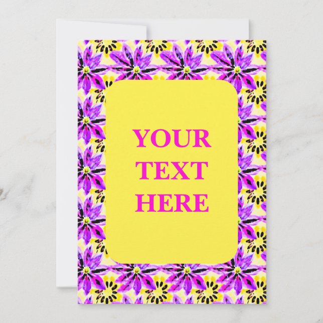 Invitation Motif d'aquarelle florale artistique (Devant)