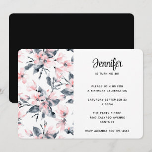 Invitation Motif d'aquarelle rose et gris