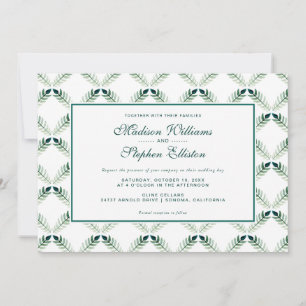 Invitation Motif d'aquarelle végétale verte - Mariage