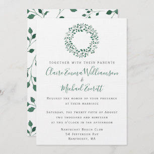 Invitation Motif d'aquarelle vert rustique MARIAGE