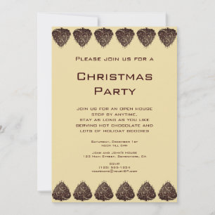 Invitation Motif d'arbre de Noël d'illustration vintage, marr
