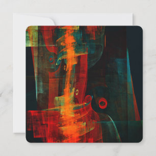 Invitation Motif d'art abstrait moderne bleu orange rouge eau