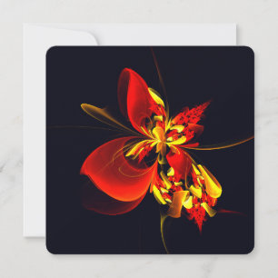 Invitation Motif d'art abstrait moderne floral jaune rouge #1