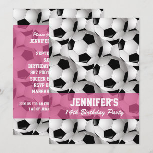 Invitation Motif de bal de football personnalisé v2 rose Anni