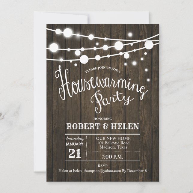 Invitation Motif de bois rustique du ménage (Devant)