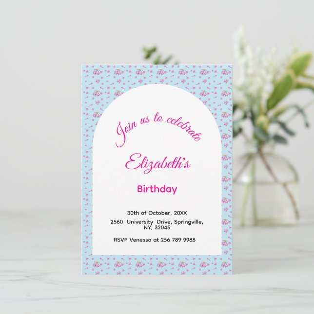 Invitation Motif de bourgeons de lilas rose pour la fête d'an (Debout devant)