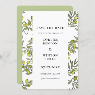 Invitation Motif de branche d'olivier Enregistrer la date Inv