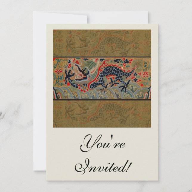 Invitation Motif de broderie en soie de dragon chinois antiqu (Devant)