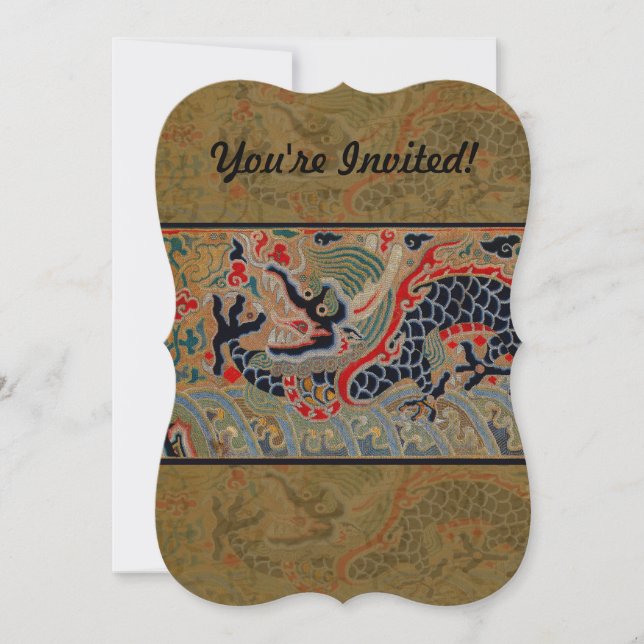 Invitation Motif de broderie en soie de dragon chinois antiqu (Devant)