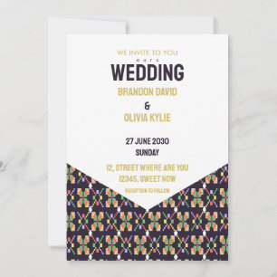 Invitation Motif de broderie pixel de Songket de chanson trad
