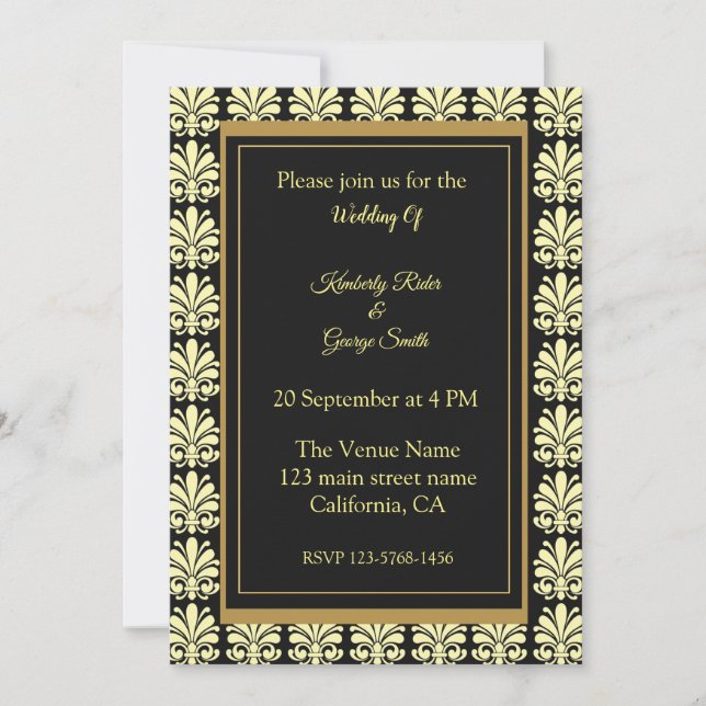 Invitation Motif de cadre Art Déco (Devant)