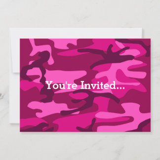 Invitation Motif de Camouflage Camo Fuchsia rose chaud