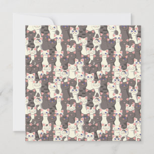 Invitation Motif de chats blancs et gris