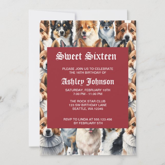 Invitation Motif de chien Corgi aquarelle mignon              (Devant)