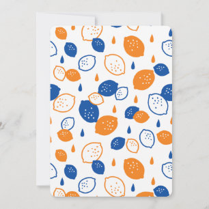 Invitation Motif de citron bleu et orange ludique à thème fru