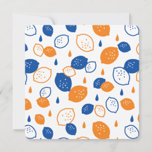 Invitation Motif de citron bleu et orange, thème fruité ludiq