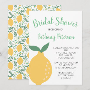 Invitation Motif de citron jaune avec Fête des mariées de nom