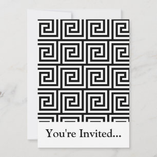Invitation Motif de clé grecque en noir et blanc
