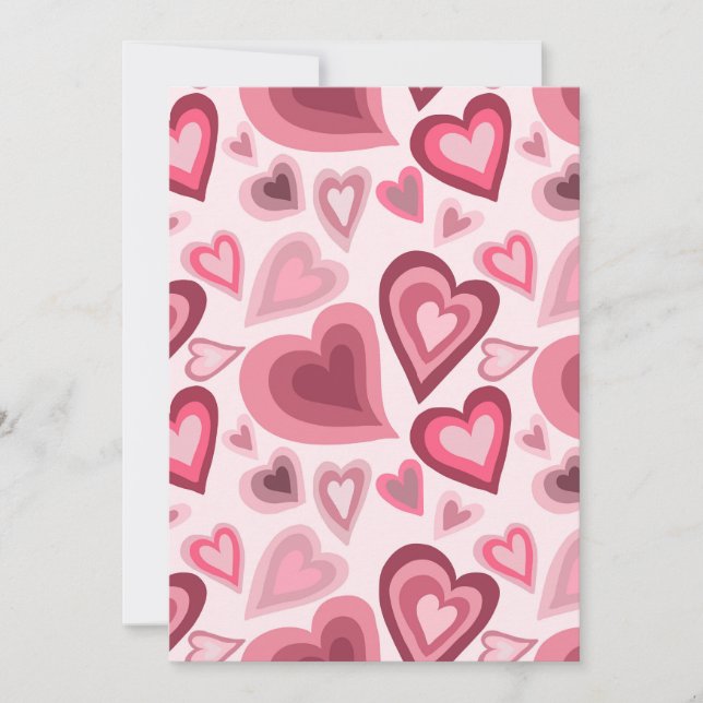 Invitation Motif de cœur superposé rose et rouge (Devant)