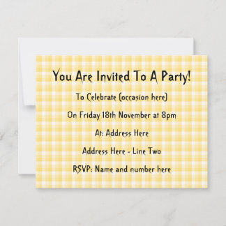 Invitation Motif de contrôle En vichy jaune.