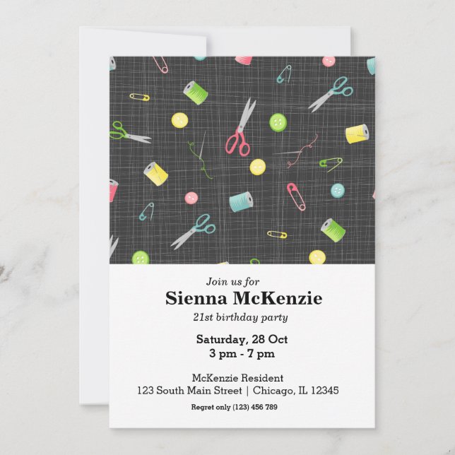 Invitation Motif de couture (Devant)