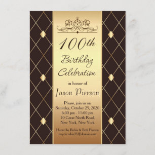 Invitation Motif de diamant d'or sur fête d'anniversaire de