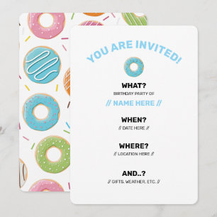 Invitation Motif de Donuts Colorés Rétro pour une Fête Amusan