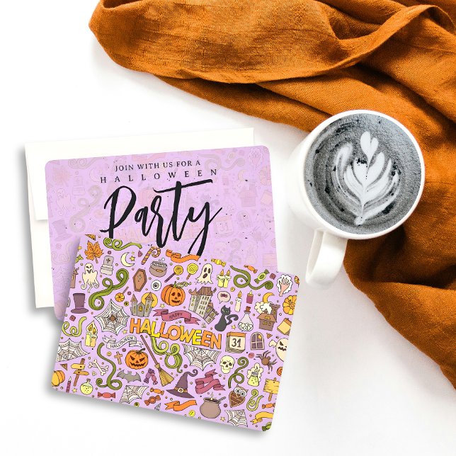 Invitation Motif de doodle Halloween mignon (Créateur téléchargé)