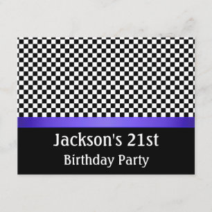 Invitation Motif de fête d'anniversaire - Black and White Che