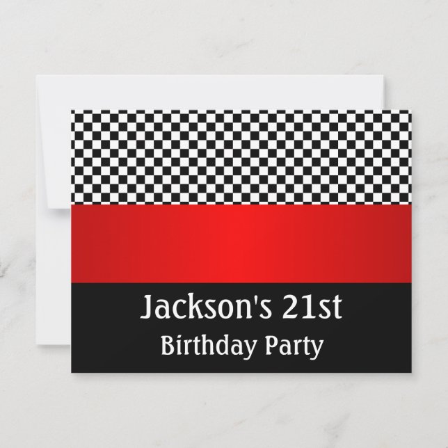 Invitation Motif de fête d'anniversaire Red Black & White Che (Devant)