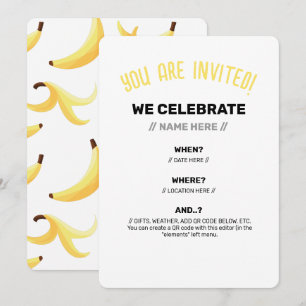 Invitation Motif de fête drôle de jeux de mots sur la banane,
