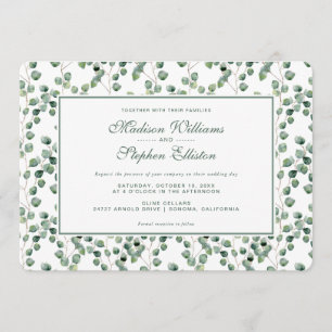 Invitation Motif de feuille d'eucalyptus d'aquarelle -