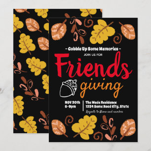 Invitation Motif de feuille Friendsgiving à engloutir