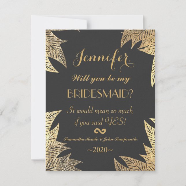 Invitation Motif de feuilles de papier peint à l'élégance raf (Devant)