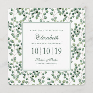 Invitation Motif de feuilles d'eucalyptus couleur aquarelle -