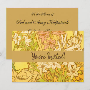 Invitation Motif de fleurs de lys d'Alphonse Mucha : Art nouv