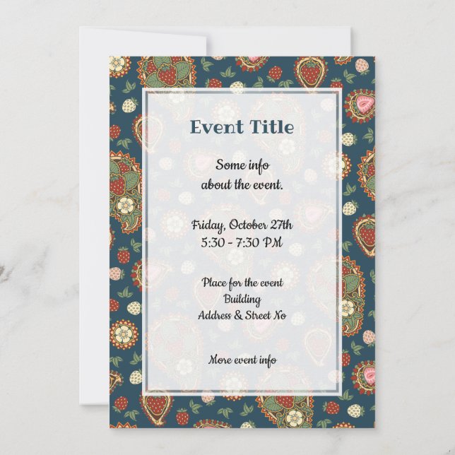 Invitation Motif de fraise Paisley (Dos)