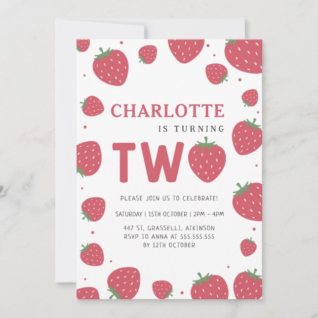 Invitation Motif de fraises rouges 2e anniversaire d'été (Devant)