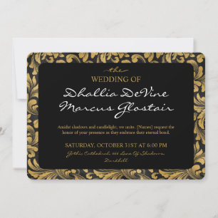 Invitation Motif de goth noir et or