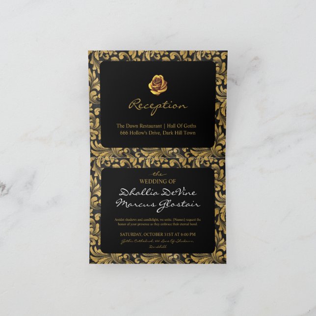 Invitation Motif de goth noir et or (Intérieur)