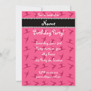 Invitation motif de gymnastique rose de nom personnalisé