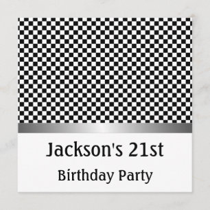 Invitation Motif de la fête d'anniversaire Silver Black & Whi