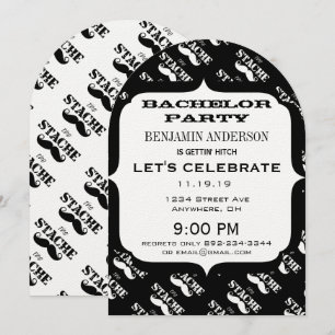 Invitation Motif de la moustache du Parti Bachelor