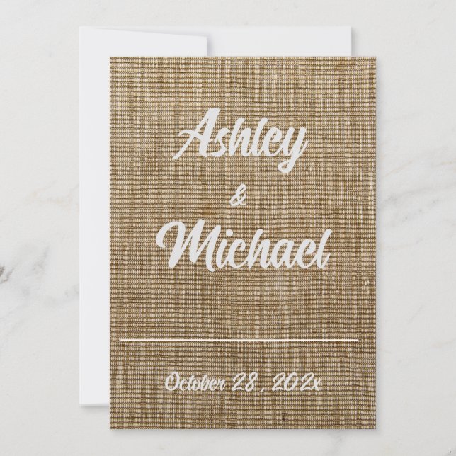 Invitation motif de la nature de burlap rustique Mariage (Devant)