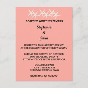 Invitation Motif de l'Étoile blanche Saumon orange Mariage