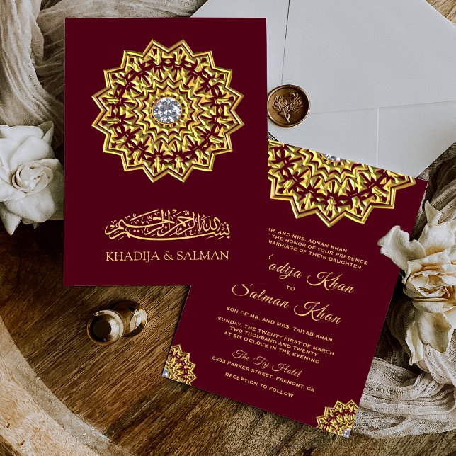 Invitation Motif de l'or de Bourgogne traditionnel Mariage is (Créateur téléchargé)