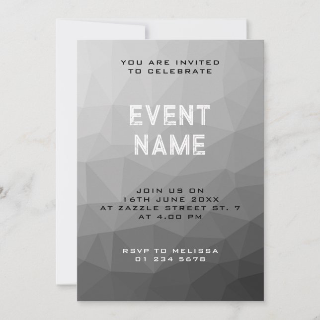 Invitation Motif de maille géométrique à dégradé gris (Devant)